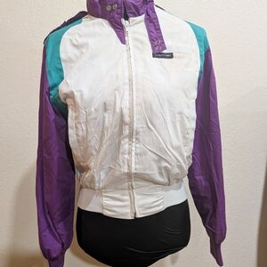 Members Only White Purple Teal Jacket Women's Medium